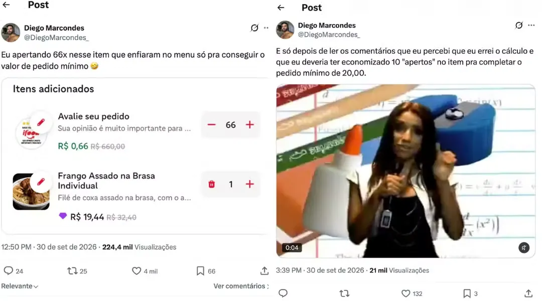 Estratégia inusitada de cliente para atingir pedido mínimo no iFood viraliza na web